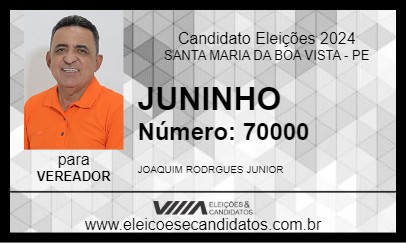 Candidato JUNINHO 2024 - SANTA MARIA DA BOA VISTA - Eleições