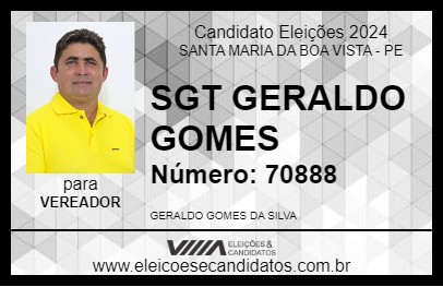 Candidato SGT GERALDO GOMES 2024 - SANTA MARIA DA BOA VISTA - Eleições