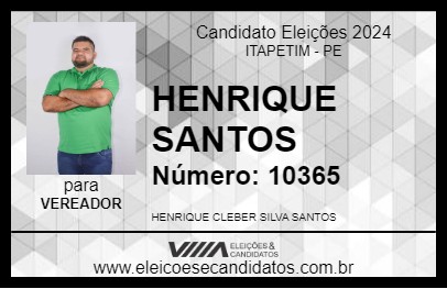 Candidato HENRIQUE SANTOS 2024 - ITAPETIM - Eleições