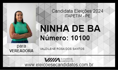 Candidato NINHA DE BA 2024 - ITAPETIM - Eleições