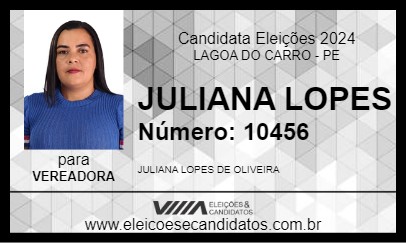 Candidato JULIANA LOPES 2024 - LAGOA DO CARRO - Eleições