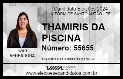 Candidato THAMIRIS DA PISCINA 2024 - VITÓRIA DE SANTO ANTÃO - Eleições