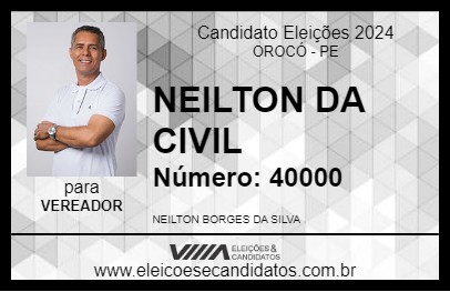 Candidato NEILTON BORGES 2024 - OROCÓ - Eleições