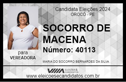 Candidato SOCORRO DE MACENA 2024 - OROCÓ - Eleições