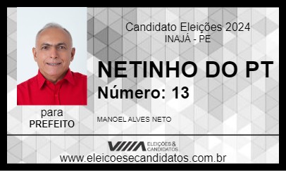 Candidato NETINHO DO PT 2024 - INAJÁ - Eleições