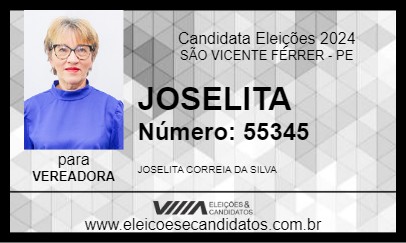 Candidato JOSELITA 2024 - SÃO VICENTE FÉRRER - Eleições