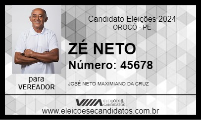 Candidato ZÉ NETO 2024 - OROCÓ - Eleições