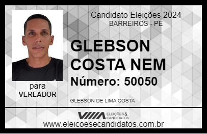 Candidato GLEBSON COSTA NEM 2024 - BARREIROS - Eleições