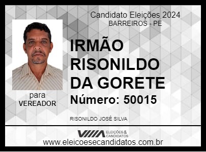 Candidato IRMÃO RISONILDO DA GORETE 2024 - BARREIROS - Eleições