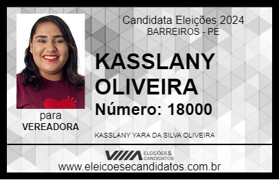 Candidato KASSLANY OLIVEIRA 2024 - BARREIROS - Eleições