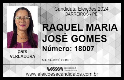 Candidato RAQUEL MARIA JOSÉ GOMES 2024 - BARREIROS - Eleições