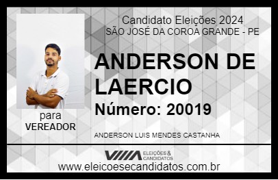 Candidato ANDERSON DE LAERCIO 2024 - SÃO JOSÉ DA COROA GRANDE - Eleições