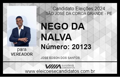 Candidato NEGO DA NALVA 2024 - SÃO JOSÉ DA COROA GRANDE - Eleições