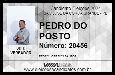 Candidato PEDRO DO POSTO 2024 - SÃO JOSÉ DA COROA GRANDE - Eleições