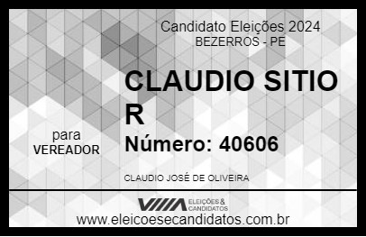 Candidato CLAUDIO SITIO R 2024 - BEZERROS - Eleições