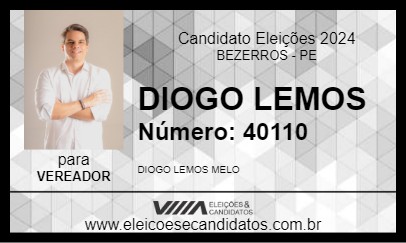 Candidato DIOGO LEMOS 2024 - BEZERROS - Eleições