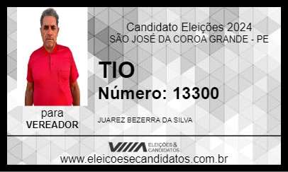 Candidato TIO 2024 - SÃO JOSÉ DA COROA GRANDE - Eleições