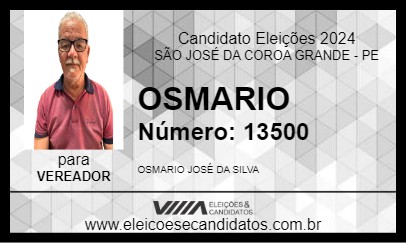 Candidato OSMARIO 2024 - SÃO JOSÉ DA COROA GRANDE - Eleições