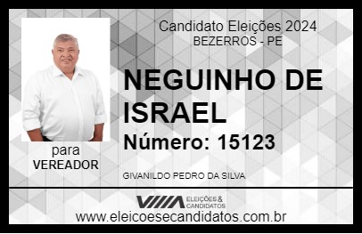 Candidato NEGUINHO DE ISRAEL 2024 - BEZERROS - Eleições