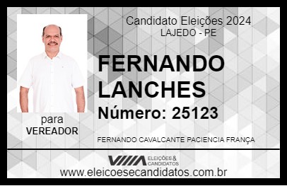 Candidato FERNANDO LANCHES 2024 - LAJEDO - Eleições