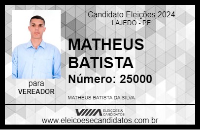 Candidato MATHEUS BATISTA  2024 - LAJEDO - Eleições