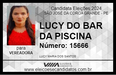 Candidato LUCY DO BAR DA PISCINA 2024 - SÃO JOSÉ DA COROA GRANDE - Eleições