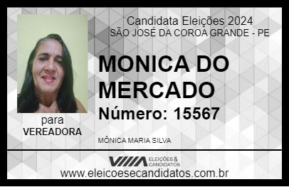 Candidato MONICA DO MERCADO 2024 - SÃO JOSÉ DA COROA GRANDE - Eleições