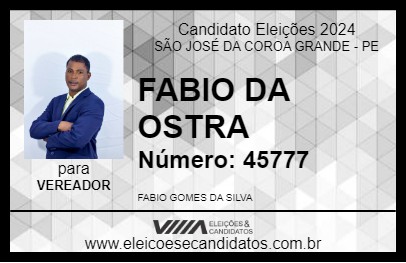 Candidato FABIO DA OSTRA 2024 - SÃO JOSÉ DA COROA GRANDE - Eleições