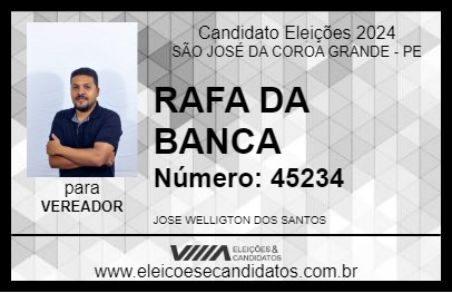 Candidato RAFA DA BANCA 2024 - SÃO JOSÉ DA COROA GRANDE - Eleições