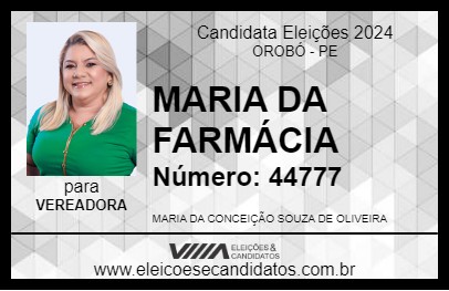 Candidato MARIA DA FARMÁCIA 2024 - OROBÓ - Eleições