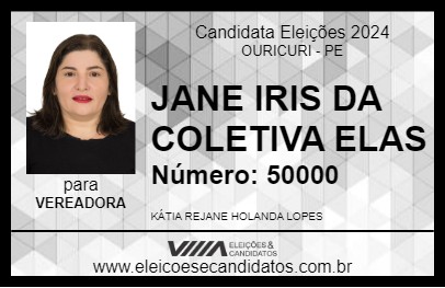 Candidato JANE IRIS DA COLETIVA ELAS 2024 - OURICURI - Eleições