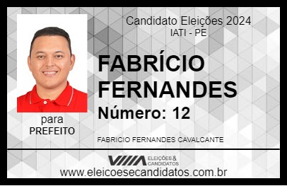 Candidato FABRÍCIO FERNANDES 2024 - IATI - Eleições