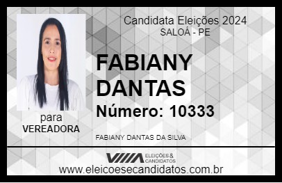 Candidato FABIANY DANTAS  2024 - SALOÁ - Eleições