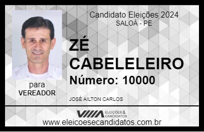 Candidato ZÉ CABELEIREIRO 2024 - SALOÁ - Eleições