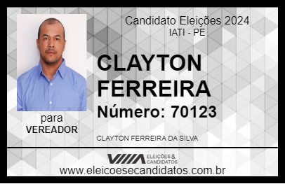 Candidato CLAYTON FERREIRA 2024 - IATI - Eleições