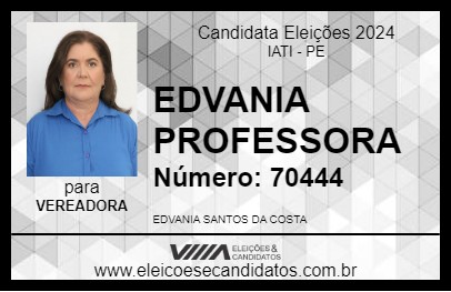 Candidato EDVANIA PROFESSORA 2024 - IATI - Eleições