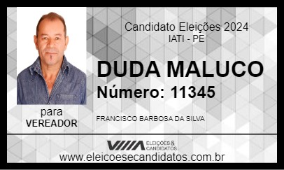 Candidato DUDA MALUCO 2024 - IATI - Eleições