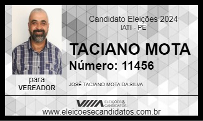 Candidato TACIANO MOTA 2024 - IATI - Eleições