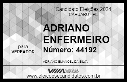 Candidato ADRIANO ENFERMEIRO 2024 - CARUARU - Eleições