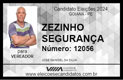 Candidato ZEZINHO SEGURANÇA 2024 - GOIANA - Eleições