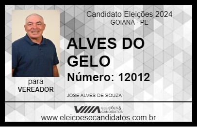 Candidato ALVES DO GELO 2024 - GOIANA - Eleições