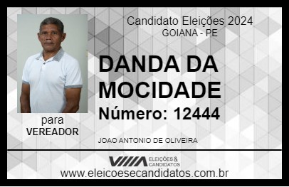 Candidato DANDA DA MOCIDADE 2024 - GOIANA - Eleições