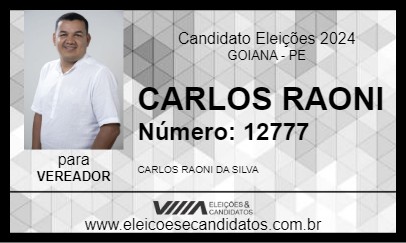 Candidato CARLOS RAONI 2024 - GOIANA - Eleições