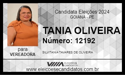 Candidato TANIA OLIVEIRA 2024 - GOIANA - Eleições