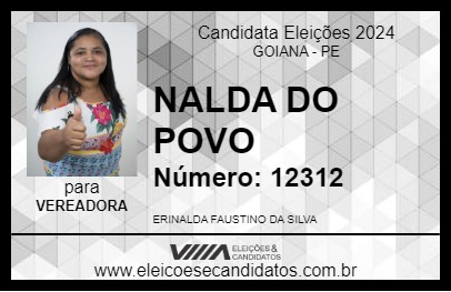 Candidato NALDA DO POVO 2024 - GOIANA - Eleições