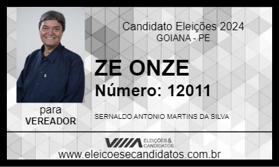 Candidato ZE ONZE 2024 - GOIANA - Eleições