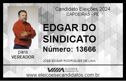 Candidato EDGAR DO SINDICATO 2024 - CAPOEIRAS - Eleições