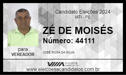 Candidato ZÉ DE MOISÉS 2024 - IATI - Eleições