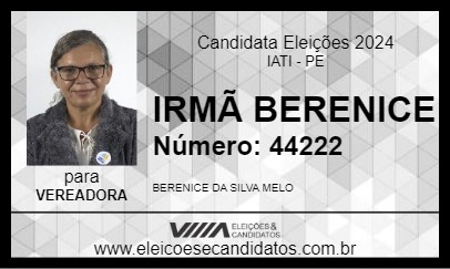 Candidato IRMÃ BERENICE 2024 - IATI - Eleições