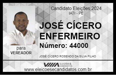 Candidato JOSÉ CÍCERO ENFERMEIRO 2024 - IATI - Eleições